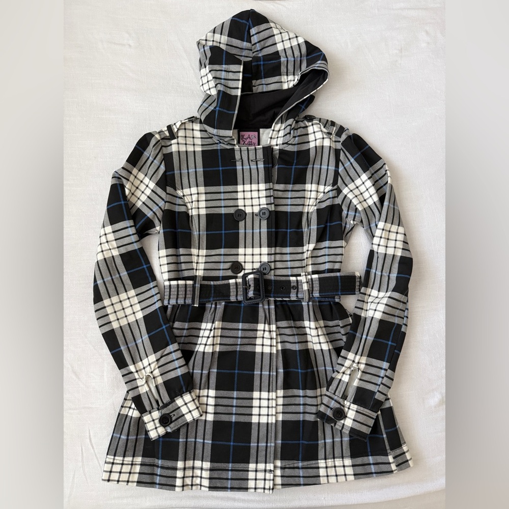 Plaid Trench Coat with Belt